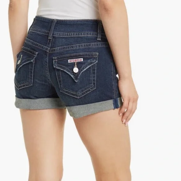HUDSON Deborah Mid-Rise Cuffed Denim Shorts Size 23 | Dark Wash | NWT - Picture 1 of 3
